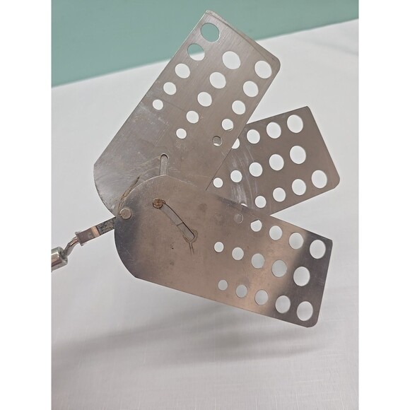 Vintage Expandable Triple 3 Blade Spatula Stainless Steel Wood Handle 12" USA - Picture 7 of 12